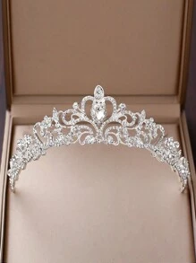 Royal 1pc Bride Wedding Crown Hair Accessory Crown With Rhinestones Tiaras Valentine's Day Accessories - Silver - View 1