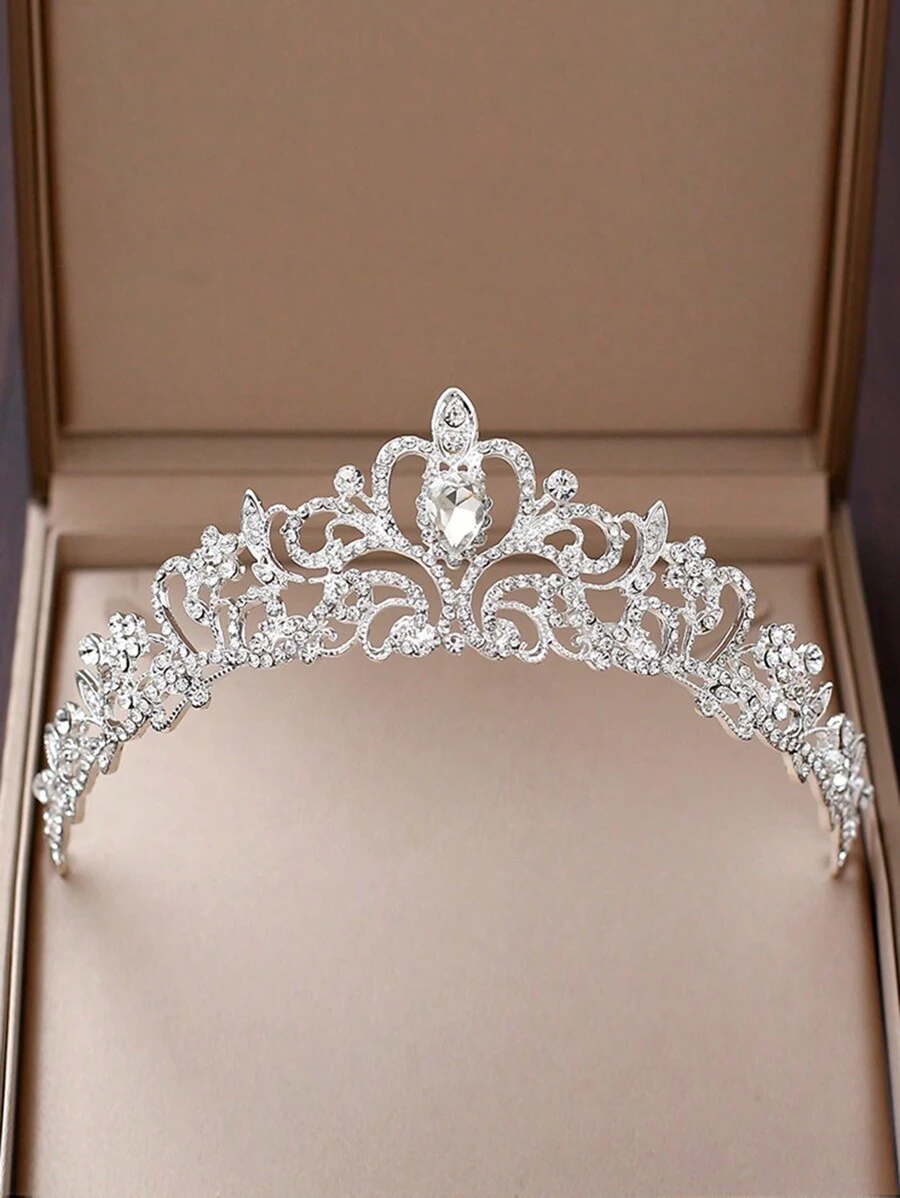 Royal 1pc Bride Wedding Crown Hair Accessory Crown With Rhinestones Tiaras Valentine's Day Accessories - Silver - View 1