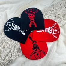 1 pieza Gorro tejido Jacquard con diseño de calavera y pistola estilo Y2K, unisex, talla única, para estilo callejero y rodar al aire libre - Multicolor - Ver 3