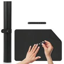 Estera de mesa para uñas de arte negra, cojín de soporte de brazo portátil y plegable para arte de uñas, suave estera de mesa impermeable de arte de uñas de microfibra de PU especial, adecuada para manicurista, práctica de manicura en casa, gran alfombrilla para mouse de oficina, alfombrilla de mouse impermeable para juegos.