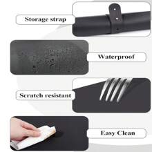 Estera de mesa para uñas de arte negra, cojín de soporte de brazo portátil y plegable para arte de uñas, suave estera de mesa impermeable de arte de uñas de microfibra de PU especial, adecuada para manicurista, práctica de manicura en casa, gran alfombrilla para mouse de oficina, alfombrilla de mouse impermeable para juegos.