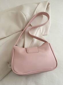 SHEIN MOD 云朵形褶皱纯色蝴蝶结单肩包，时尚百搭，是送给她的完美情人节礼物，史上最佳情人节礼物之选 - 粉色 - 查看 8