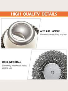 1入組不鏽鋼帶手柄的刷具，鋼制針織清潔刷工具，用於清洗碗碟、廚房鍋具、水槽的刷掃刷墊 - 黑色 - 查看 6