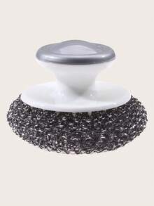 1入組不鏽鋼帶手柄的刷具，鋼制針織清潔刷工具，用於清洗碗碟、廚房鍋具、水槽的刷掃刷墊 - 黑色 - 查看 11