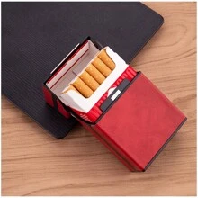Magnetischer Zigarettenetui für Frauen und Männer, Lederbox Halter Raucher Zubehör, Zigarettenhalter, Deckel, Zigarettenaufbewahrung