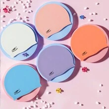 1顶硅胶泳帽，轻便舒适，透气，护耳设计，款式百搭，夏季旅行必备 - 淡紫色 - 查看 2