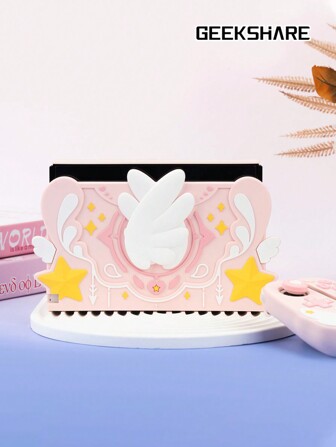 GeekShare 1pc Pink Star Wing Silicone Protective Case Compatible With Switch/Switch OLED Dock