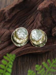 1 Par de brincos de argola redondos, Multicamadas e coloridos de liga de zinco esmaltados, elegantes e minimalistas, criativos e originais, adequados para uso diário de mulheres, banquetes, festas e presentes de madrinhas.