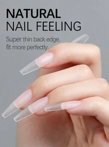 240 Pcs Extra Long Coffin Fake Nails, Acrylic Full Cover False Ballerina Shaped Press On Nails With Box Fake Nails Follow The Natural C Curve Of The Nail For Nail Extension And Home DIY Nail Salon - 12 Sizes Available
