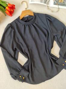 Women Tops - 黑色 - 查看 3