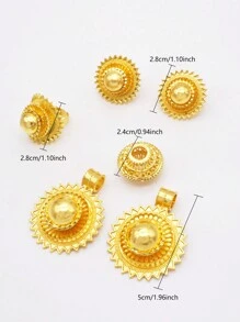 Màu Vàng Cô Dâu Mỹ Bộ Trang Sức Nữ Cưới Vợ Quà Tặng Vòng Cổ Mặt Dây Chuyền Bông Tai Nhẫn Bộ Trang Sức - Vàng - Xem 3