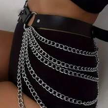 1pc Women Ladies Waist PU Leather Chain Harness Strap Leg Harness Belt Punk Leg Garter Festival Rave Outfit - Chain - View 5