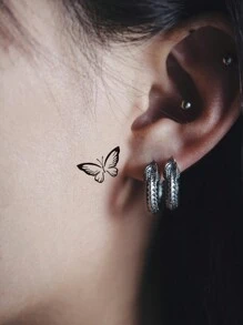 2 Sheets Floral, Star, Butterfly Glow In The Dark Finger Temporary Tattoo Stickers - Green - View 4