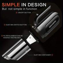 Aspirador de pó portátil sem fio de mão, leve e discreto, carga rápida e grande capacidade, filtro HEPA lavável pode ser limpo, adequado para limpeza doméstica, do escritório e do carro. - Preto - Visão 5