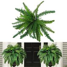 18/28/39 Piezas de helechos, plantas verdes de helechos, plantas artificiales, helechos artificiales, helechos falsos realistas con protección UV, para decoración del hogar en ventanas, porches y decoración de eventos y fiestas en oficinas - Verde - Ver 3