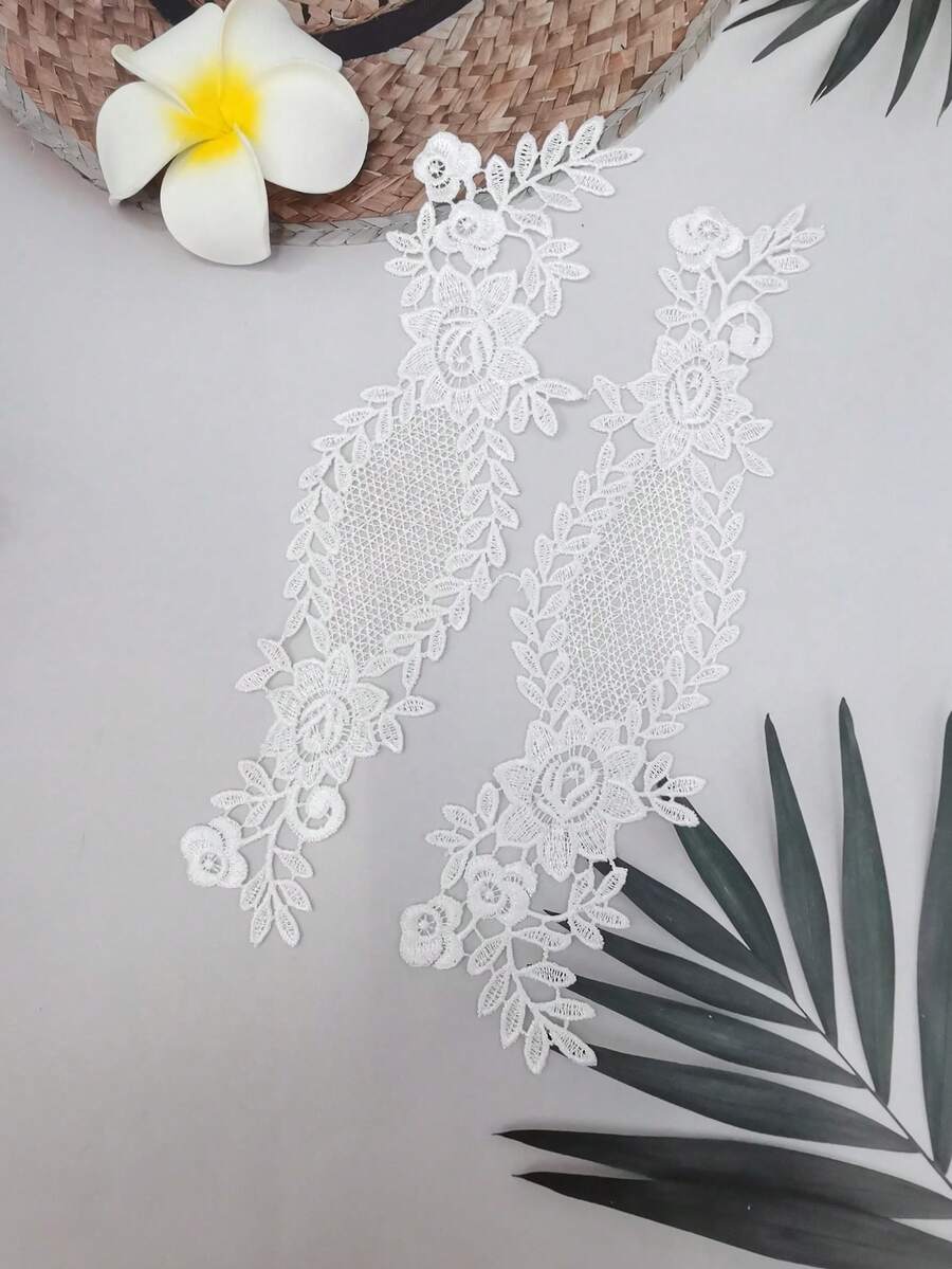 2 chiếc Phụ kiện quần áo DIY Các bản vá lỗi thêu - trắng - Xem 1