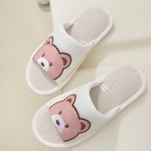 Cute Cartoon Linen Summer Slippers Open Toe House Slippers With Ugly Toes Appearance