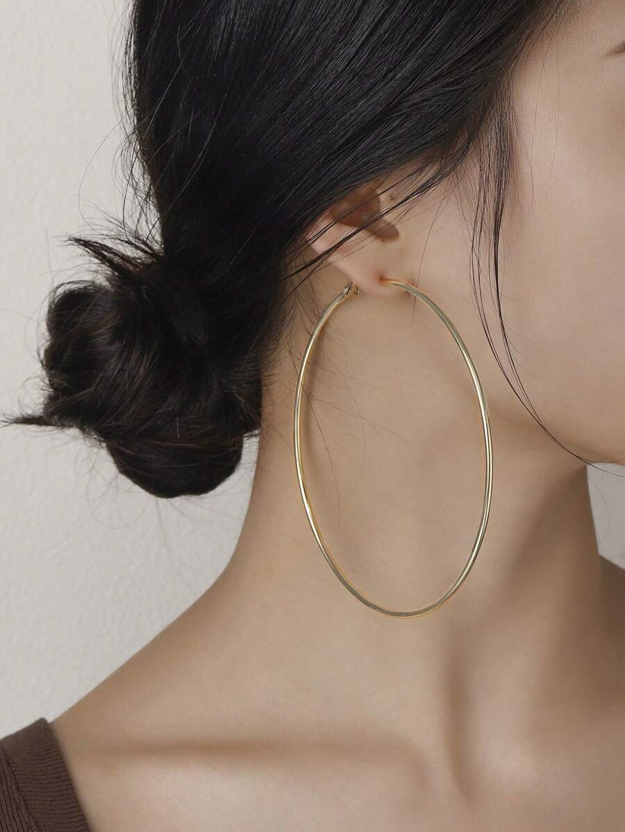 1 paire Boucles d"oreilles en acier inoxydable pour femmes, grandes et exagérées en forme de cercle C