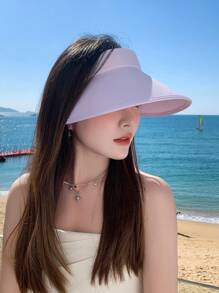 女性寬邊戶外太陽帽，具防紫外線功能和面部覆蓋，適用於夏季各種活動和全天穿戴 - 空頂帽 - 查看 9