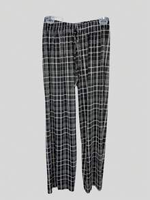 Pantalón holgado stretch estilo Palazzo tiro alto Diferentes Diseños, cómodo - Blanco y Negro - Ver 2
