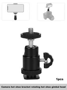 Black 1pc Hot Shoe 1/4 Screw Interface Mini Ballhead Support For Flash Light, Trigger, And Other Photographic Equipment. Hot Shoe Works With DSLR Camera, Digital Camera - Black - View 1
