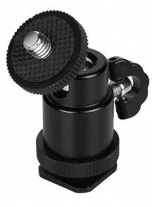 Black 1pc Hot Shoe 1/4 Screw Interface Mini Ballhead Support For Flash Light, Trigger, And Other Photographic Equipment. Hot Shoe Works With DSLR Camera, Digital Camera - Black - View 5