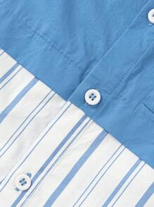 Balabala Conjunto infantil para meninos, manga curta, duas peças, terno 2024, novo verão, bloco de cores, costura, estilo de trabalho