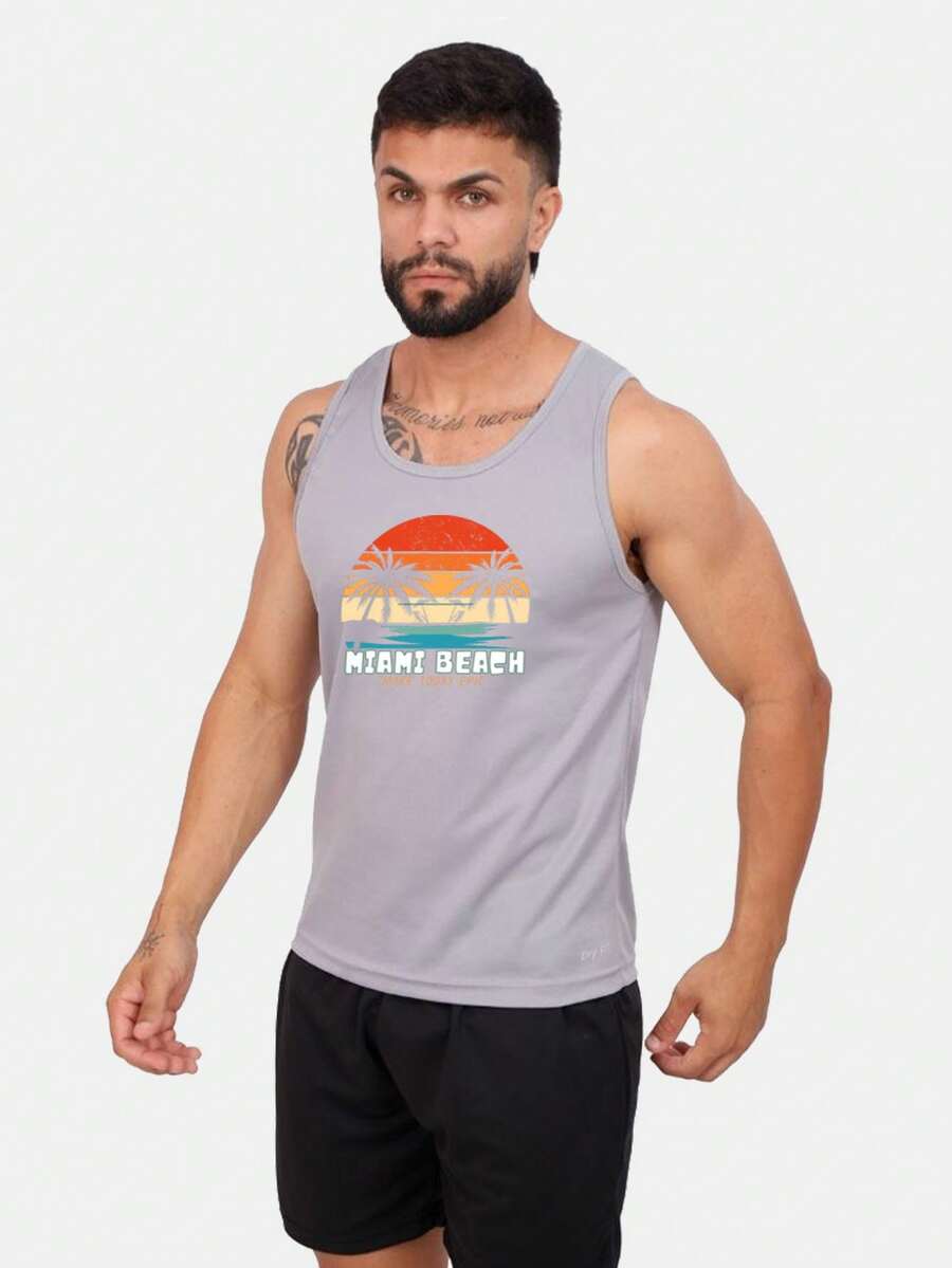 Men Tank Tops - 灰色 - 查看 1