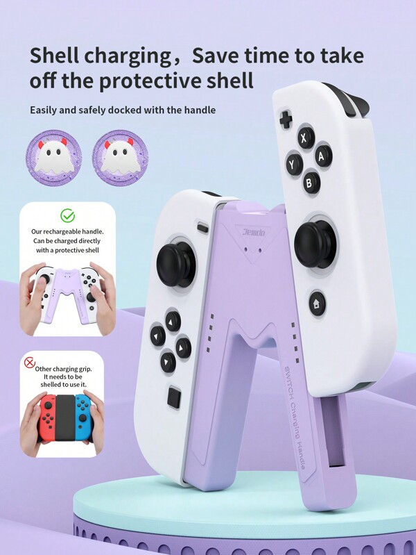 3-teiliges Set: 1 Stück Switch Spielcontroller Ladehalterung und 2 Stück JoyCon Joystick Kappe Knopfabdeckungen, kompatibel mit Switch OLED, Batterie Version und Dockless Switch NS Spielekonsole Controller Ladehalterung, JoyCon Abdeckung, Ladedockstation
