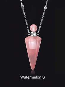 1pc Gold Color Stainless Steel Natural Stone Cone Perfume Bottle Necklace For Women Men Healing Black Obsdian Clear Quartz White Crystal Rose Quartz Pendant Reiki Essentials Oil Diffuser Vial Necklace H119
