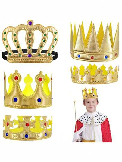 1 Peça Chapéu Decorativo de Coroa com Pedrinhas em Formato de Príncipe e Princesa para Festa de Aniversário