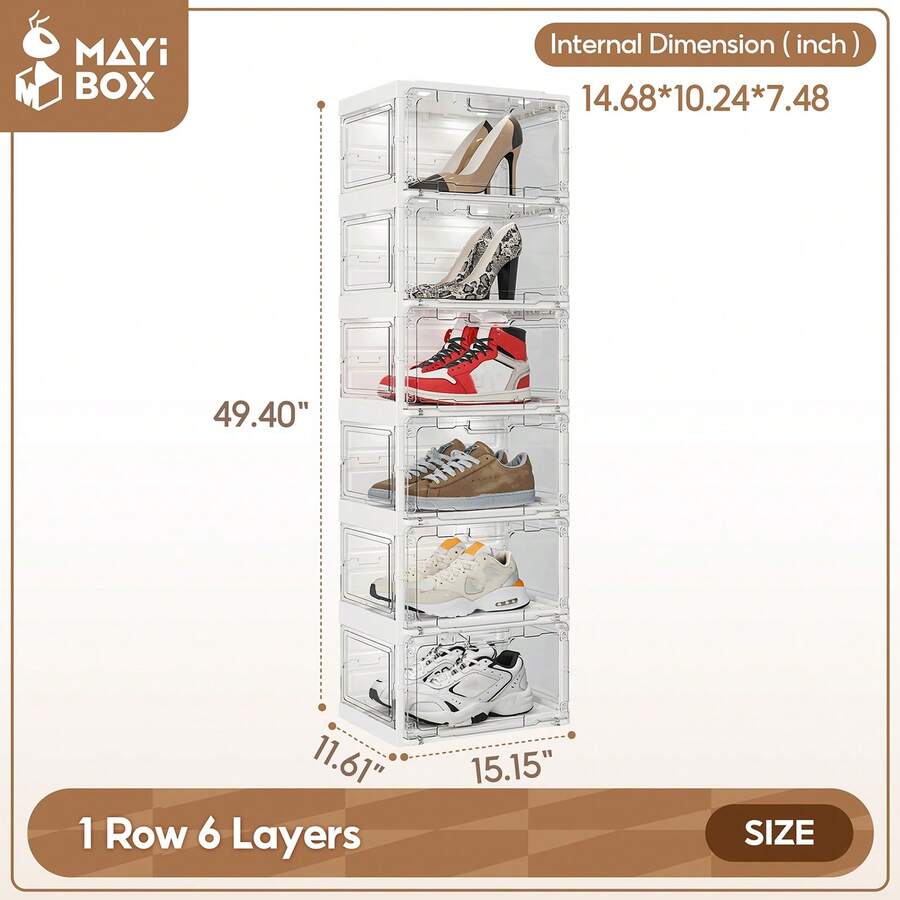 Mayi Box Foldable Shoe Storage Organizer For Closet With Wheels And LED