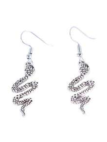 哥德風蛇形吊墜耳環，銀色蛇形耳環，庞克風動物蛇形耳環，復古蛇形環形耳環，適合女性和女孩子的珠寶首飾 - 蛇形耳墜 - 查看 2