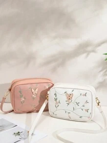 Square Crossbody Bag, Classic Metal Decor Zipper Purse, Faux Leather Shoulder Bag