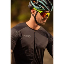 Camisa de Ciclismo Masculina Camiseta Manga Curta Preta Premium Proteção UV Roupa Bike Pedal Mtb