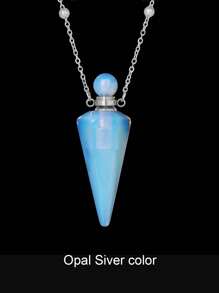 1pc Gold Color Stainless Steel Natural Stone Cone Perfume Bottle Necklace For Women Men Healing Black Obsdian Clear Quartz White Crystal Rose Quartz Pendant Reiki Essentials Oil Diffuser Vial Necklace H119