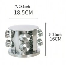 1 Set, Spice Rack, Rotating Spice Rack With 8/12/16 Jars, Revolving Spice Rack Organizer For Cabinet, Seasoning Organizer, Stainless Steel Kitchen Spice Tower, Kitchen Tools - Stainless Steel Color - View 9