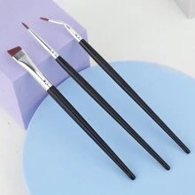 3入組黑色手柄超精細45度斜頭眼線刷，搭配便攜式眼部化妝工具刷