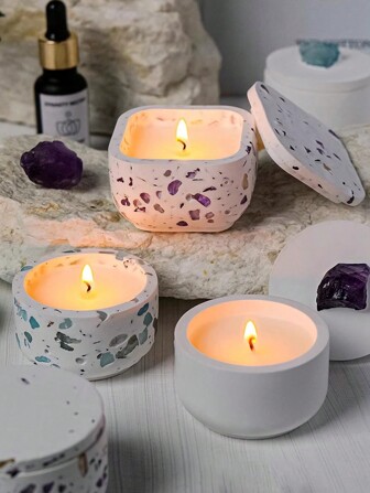 DIY Concrete Cement Gypsum Mold For Making Cylindrical Or Square Aromatherapy Candle Holders With Lid, Storage Box, Silicon Mould For Home Decoration, Mirror Surface Silicon Mould, Epoxy Resin Crystal Casting Mould