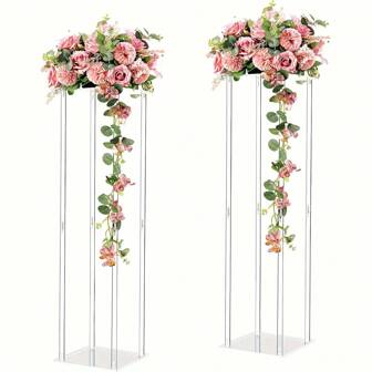 1pc, Acrylic Clear Column Flower Vase Stand, Wedding Geometric Centerpieces Floor Flower Stand For Tabletop, Home Party, Display Rack For Weddings Party Decoration, Winter Xmas Home Decor Room Decor Glass Vase