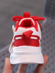 Spring New Kids Sports Shoes, Non-Slip Comfortable Lining Faux Lace-Up Children Casual Sneakers, Student Shoes - Red - View 9