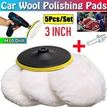 5入組汽車練光盤組針織打磨輪工具3/4/5英寸鑽頭打磨盤套裝，適用於汽車練光機，自動車漆打蠟保養 - 白色 - 查看 2