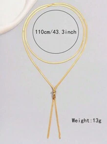 Un collar de cadena con colgante de hoja de acero inoxidable simple y largo, collar personalizado dorado para mujer