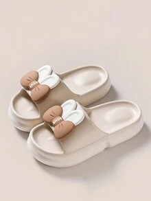 女士夏季戶外EVA拖鞋，2024新款室內和家居厚底防滑凉鞋，柔軟舒適、耐磨、防滑 - 白色 - 查看 2