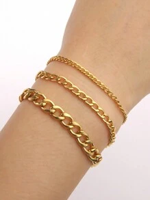 1 Miếng Không giới tính 3~10mm Rộng Thép không gỉ Chuỗi vòng tay , Hip Hop Cô gái Goth hiện đại Phụ kiện trang sức , Sinh nhật/ Liên hoan Qủa tặng Cho bạn trai Hoặc Bạn gái - Bạc - Xem 7