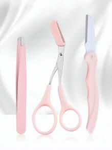Eyebrow Grooming Kit With Professional Slanted Eyebrow Tweezer, Beauty Scissors With Comb And Eyebrow Razor Kit - For Shaping & Trimming Eyebrow,Makeup,Cheap,Room Decor,Vanity,Travel,Bedroom,Makeup Accessories