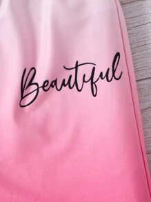 2pcs/Set Tween Girls Casual Sports Outfit, Comfortable & Loose-Fit Pink Ombre Short Sleeve Top And Shorts Set, Summer - Pink - View 8