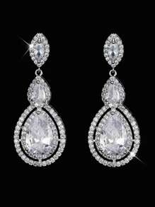 1 Đôi Quyến Rũ Giọt Nước AAA Cubic Zirconia Tòn Ten Bông Tai Nữ Cưới Đính Hôn Kỷ Niệm Trang Sức Dự Tiệc Quà Tặng Ngày Của Mẹ - giọt nước - Xem 6