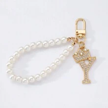 1 件串珠手链皇冠字母钥匙扣吊饰手机链吊坠礼物送给朋友腕带钥匙扣手机吊饰 - 金色 - 查看 12