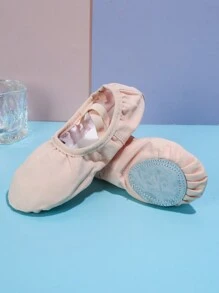 女孩和兒童舒適芭蕾舞鞋，非常適合跳舞 - 米色 - 查看 3